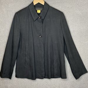 Banana Republic 100% Silk Twill Blazer Dark Gray Size 10 Career Faux Pockets